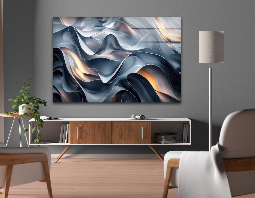 موجات إمبر من إيروفلوينت - تدفق معدني منحوت اللوحات الزجاجية الجدارية