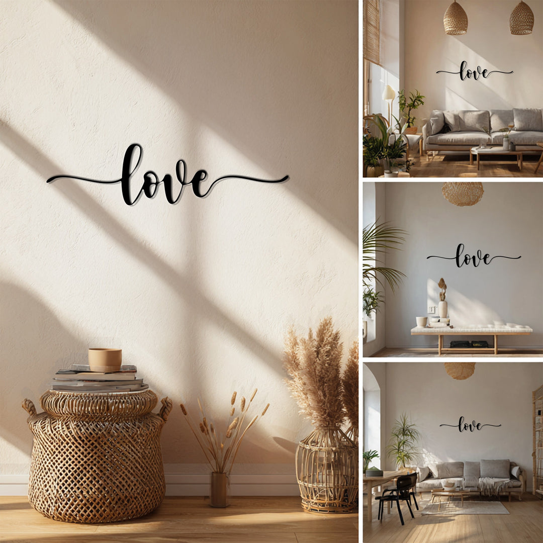 Elegant Script Love – Modern Metal Wall Art