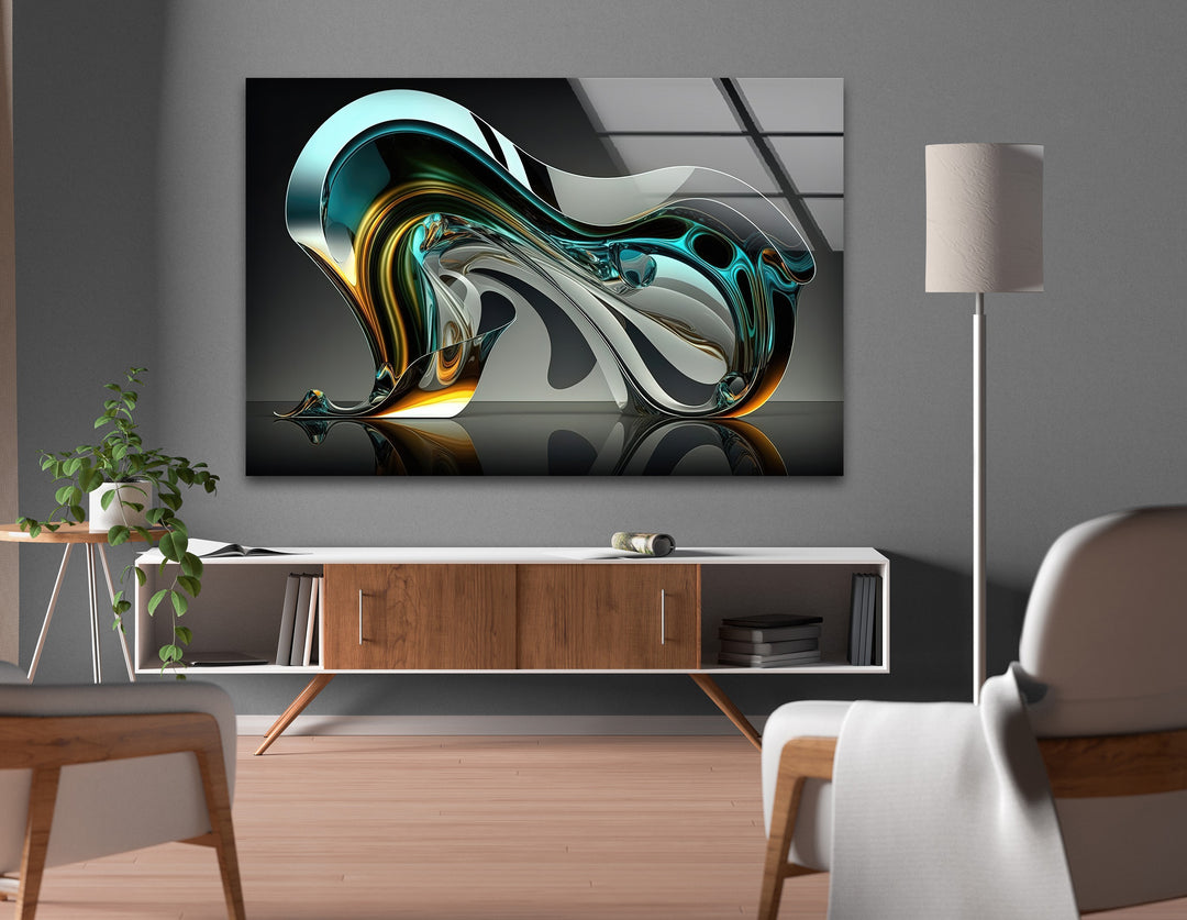 NeoLumen Fluid Arc: Escultura cromática futurista Arte En Vidrio Para Pared