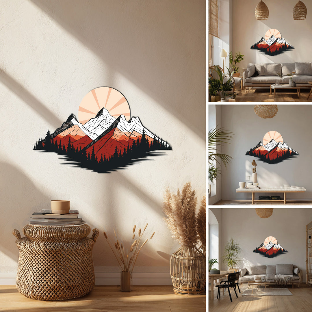 Majestic Peaks – Sunset Mountain Landscape Metal Wall Art