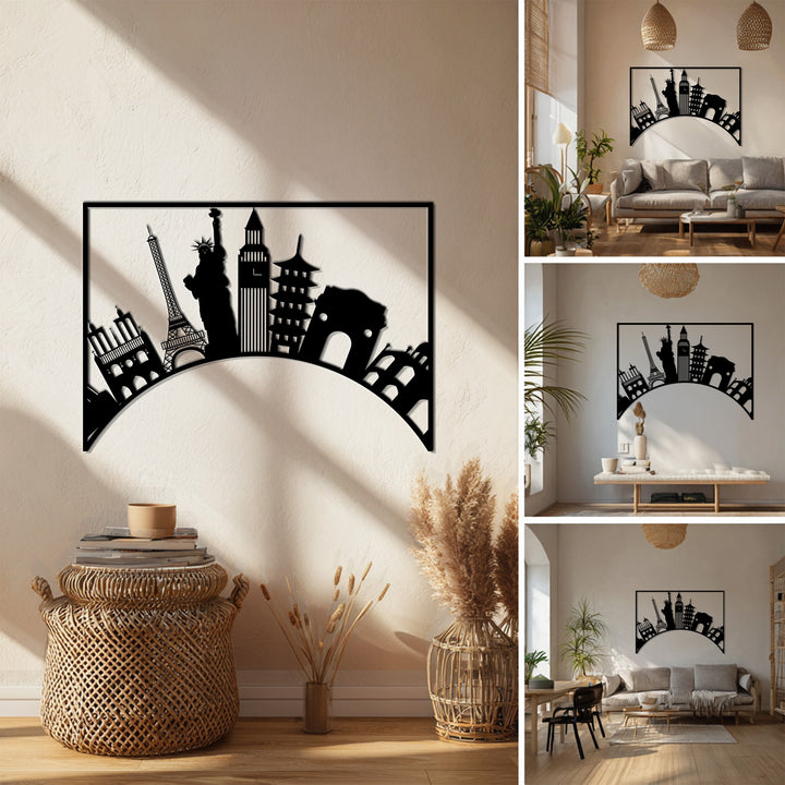 Urban skyline metal wall decor