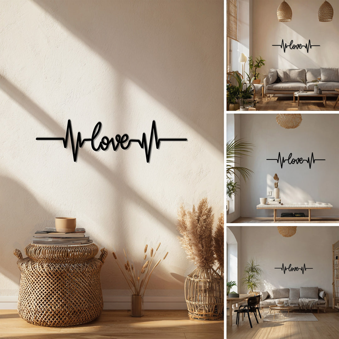 Modern love pulse metal wall art