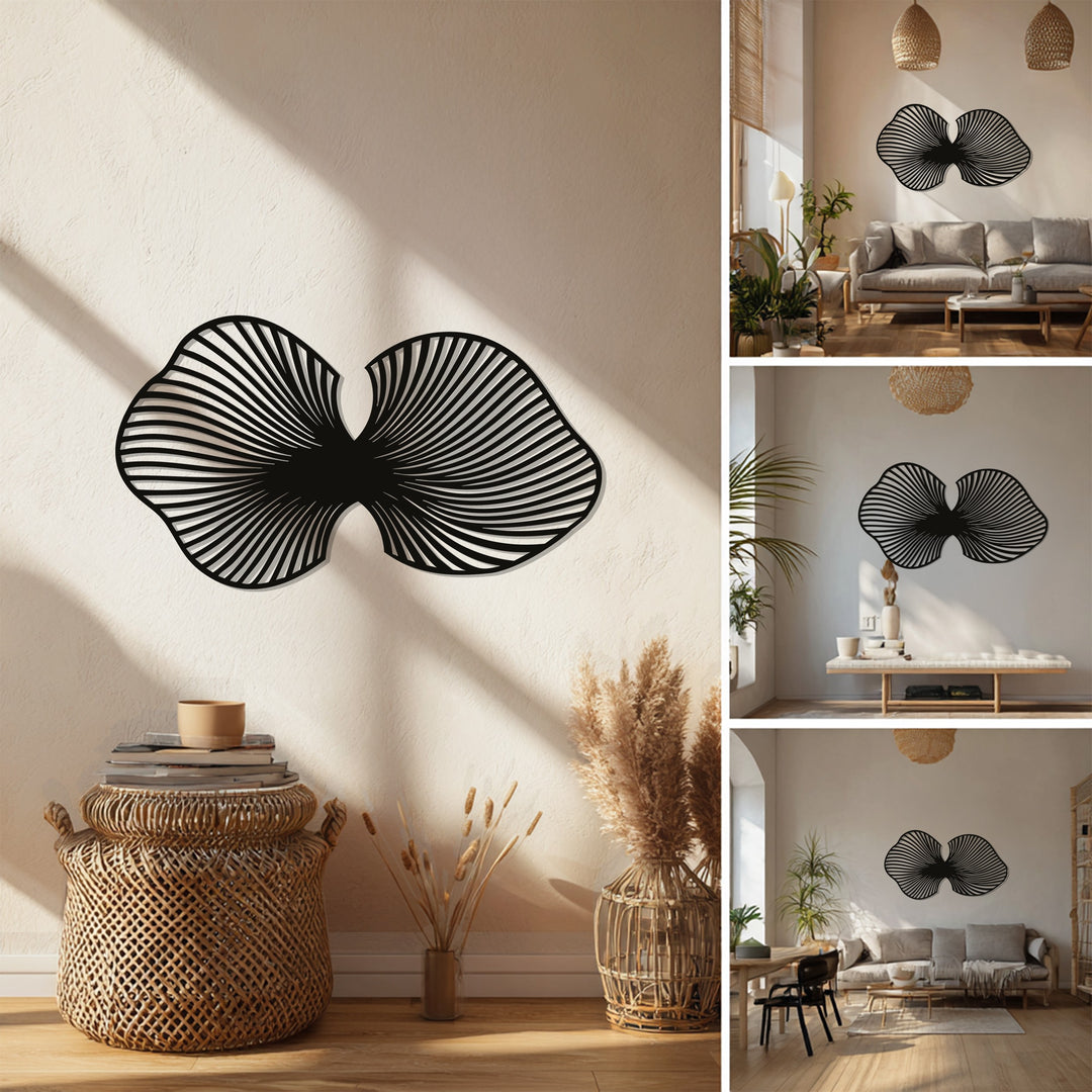Black Abstract Wings Metal Wall Art – Modern Symmetry Décor