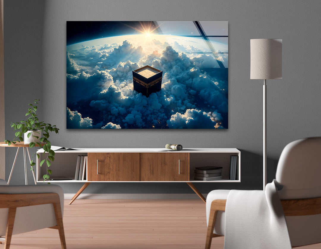 Divine Ascent – Kaaba Above the Clouds Glass Wall Art