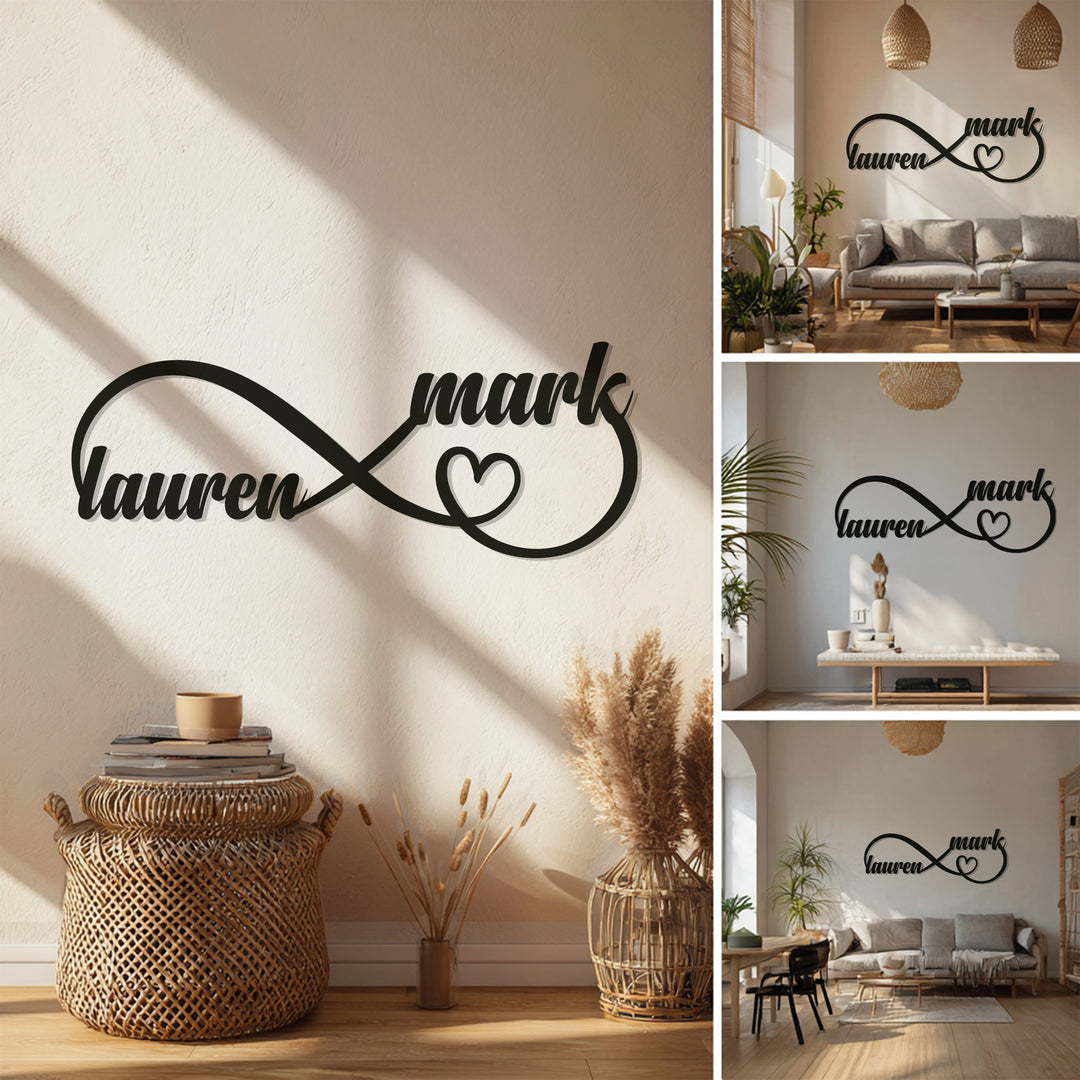 Infinity Couple Name Metal Wall Art – Personalized Decor