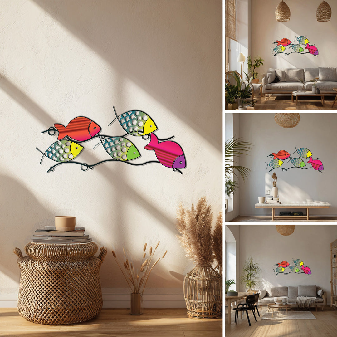 Colorful Fish Metal Wall Art – Modern Ocean-Inspired Abstract Design
