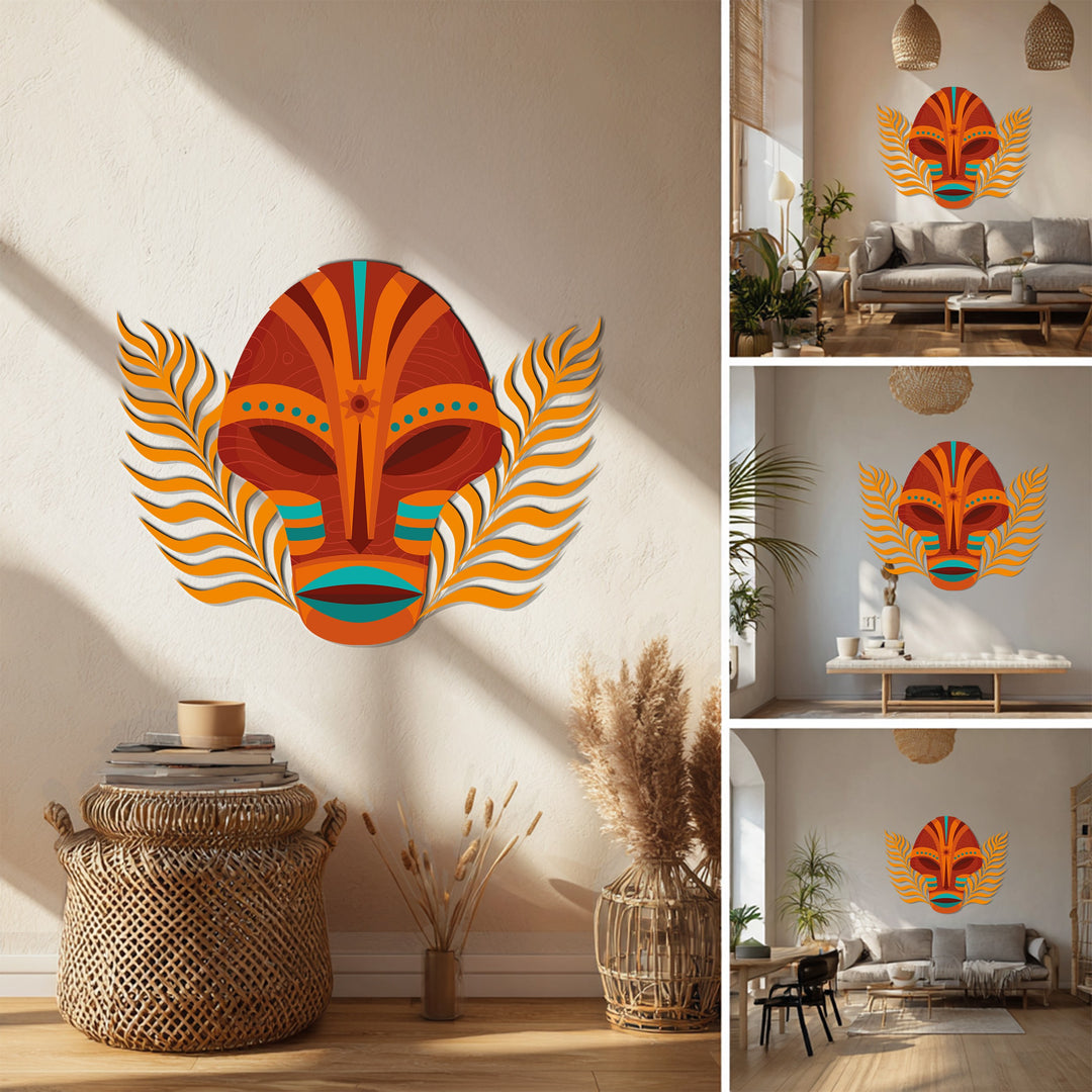 Tribal Mask Metal Wall Art – Ethnic Abstract Wall Decor