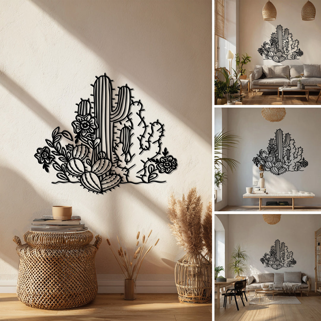 Desert Bloom – Cactus Garden Metal Wall Art