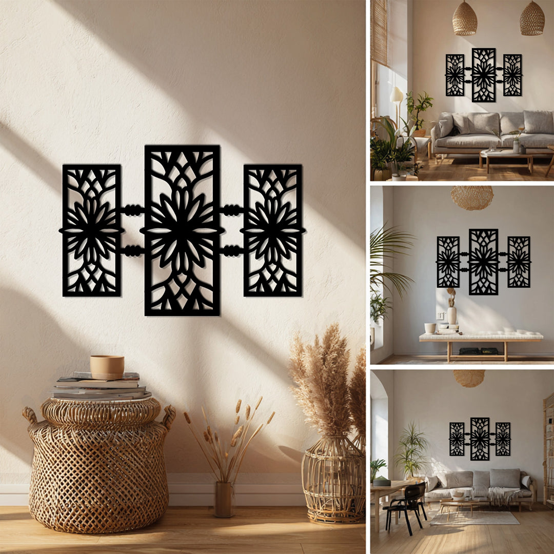 سيمتري بلوم – تصميم زهري هندسي حديث فن جداري معدني