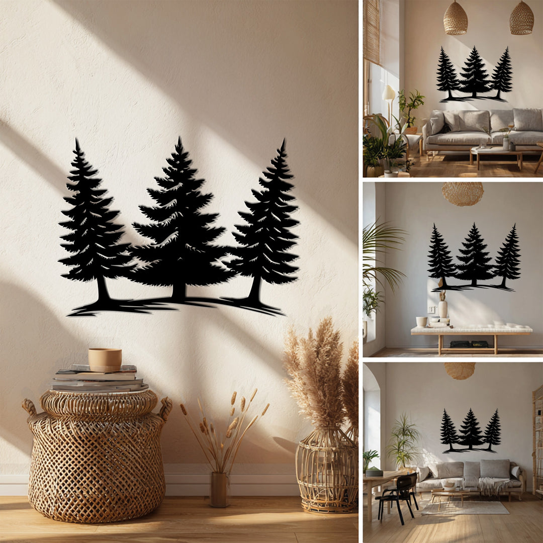 Evergreen Serenity – Pine Forest Metal Wall Art