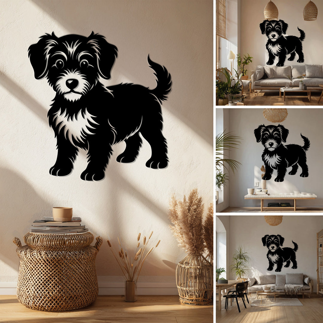 Playful Puppy Silhouette – Dog Metal Wall Art