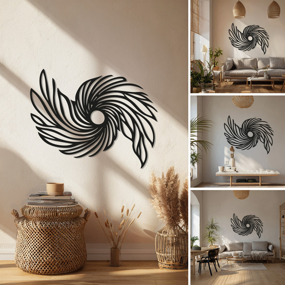 Abstract Sunburst Metal Wall Art – Modern Black Geometric Decor