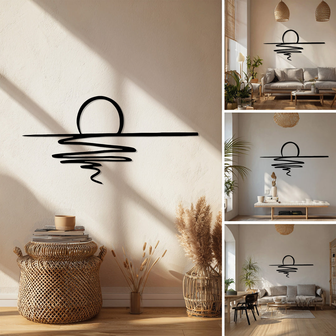 Abstract Sunset Metal Wall Art – Minimalist Coastal Decor