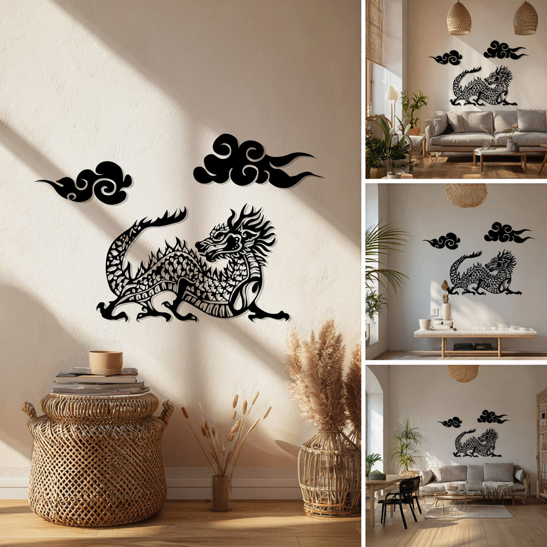 Oriental Red Dragon Metal Wall Art – Mythical Asian Décor
