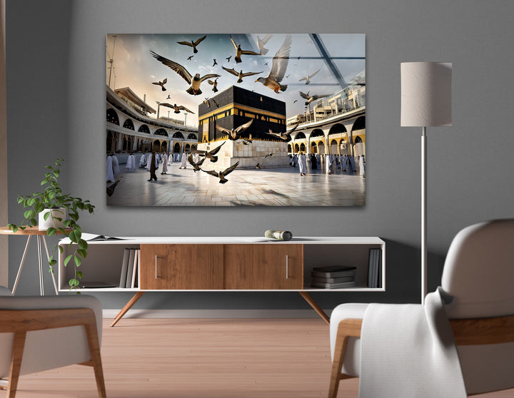 Peaceful Mecca artwork printed on tempered glass