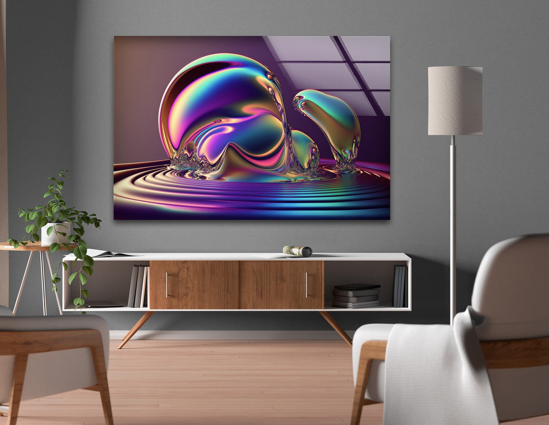 Forma ondulata LuminaFlux – Sfera liquida cromatica Quadri da Parete in Vetro