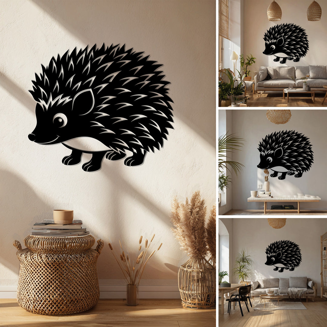 Cute Hedgehog Silhouette – Animal Metal Wall Art