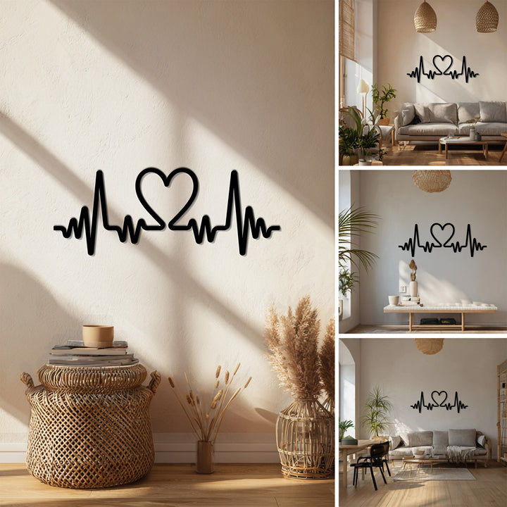 Modern heartbeat heart wall art