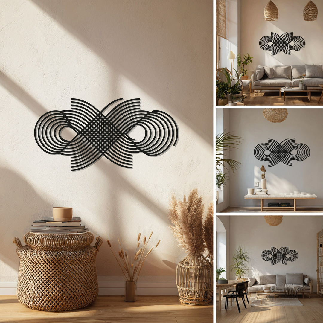Geometric Infinity Metal Wall Art – Modern Black Abstract Design