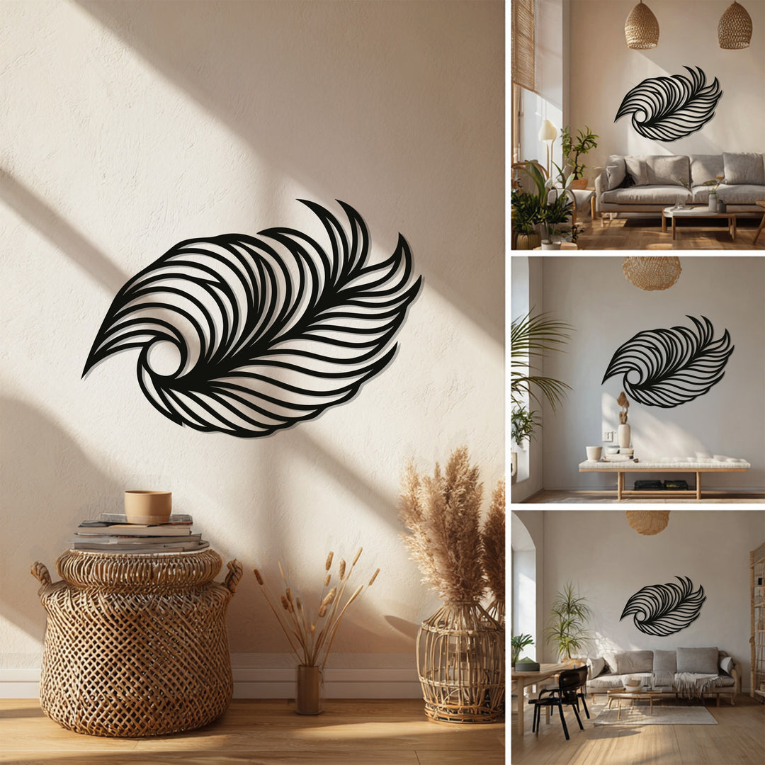 Ethereal Feather Flow – Abstract Metal Wall Art