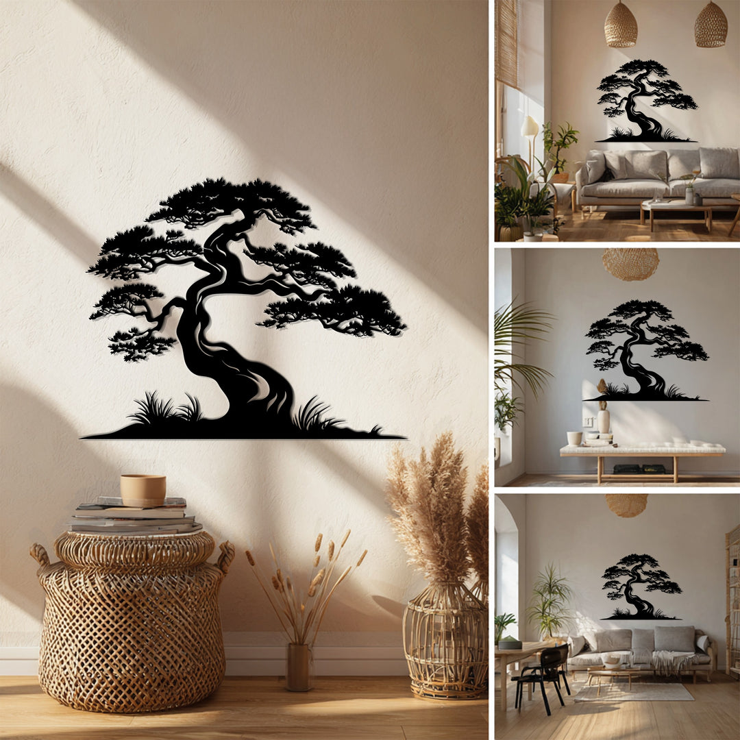 Zen Harmony Bonsai – Japanese Tree Metal Wall Art