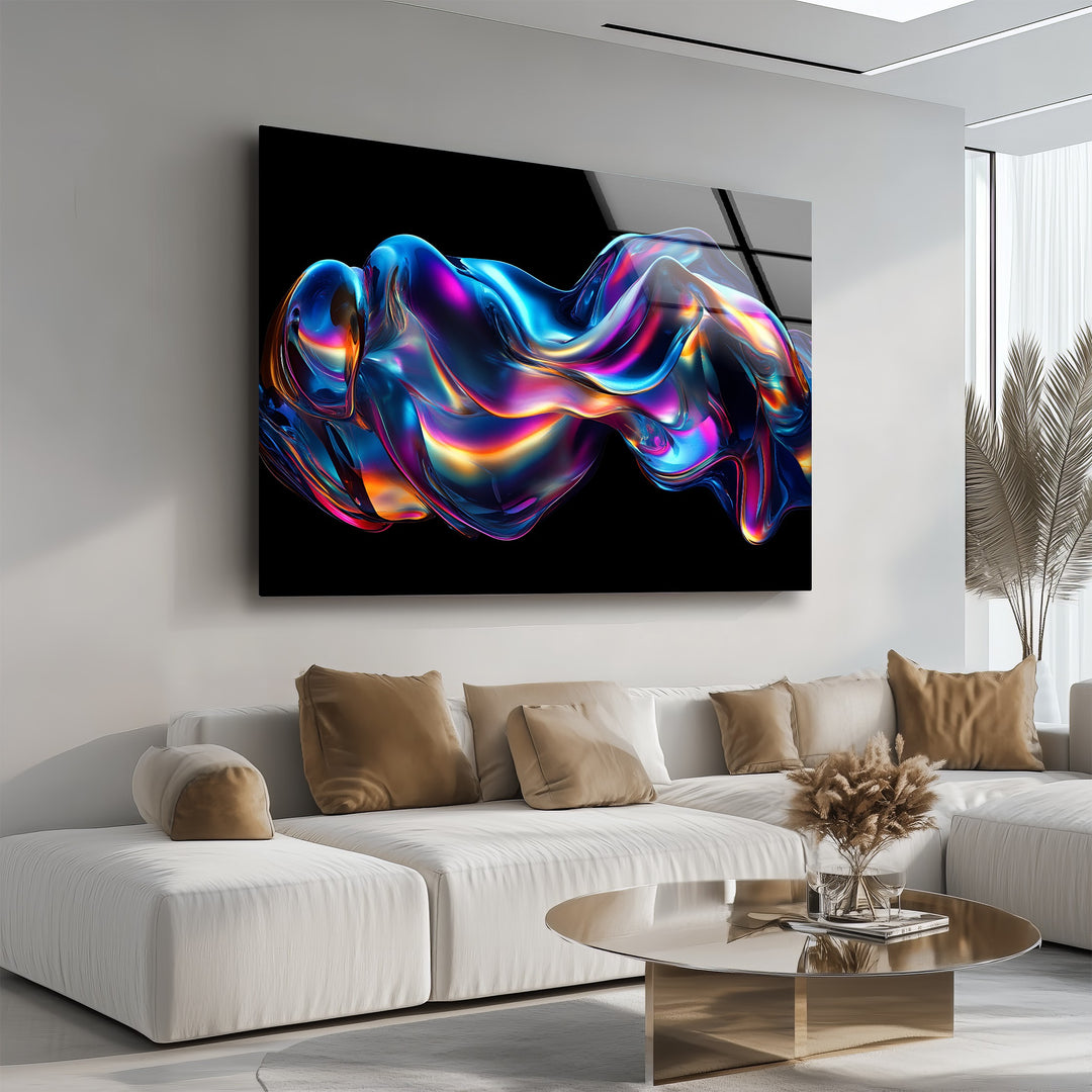 Neon Liquid Pulse – Vibrant Chromatic Flow Glass Wall Art