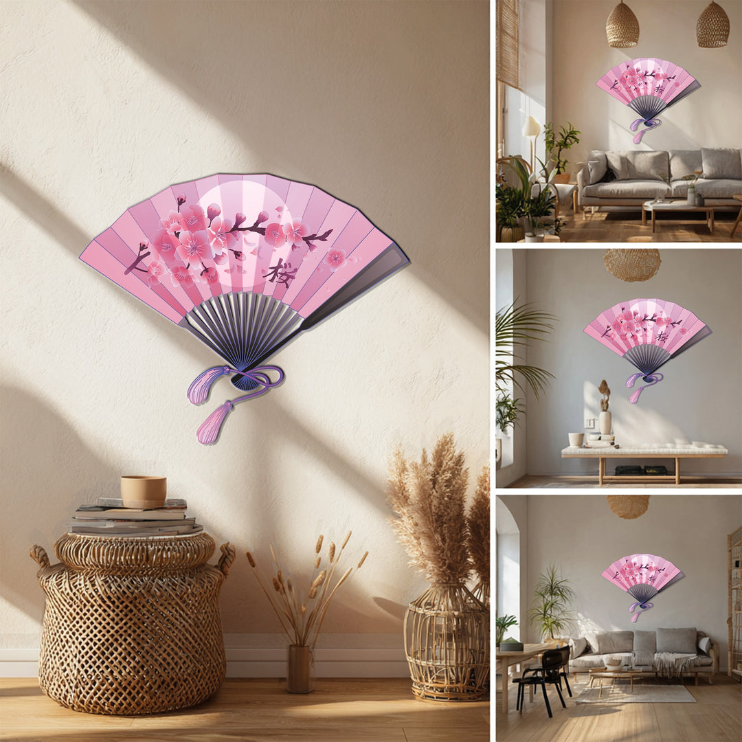 pink japanese fan wall decor