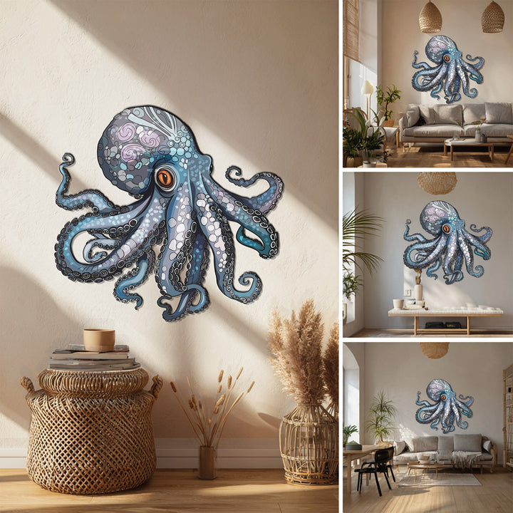 Intricate marine-themed metal wall decor with octopus design