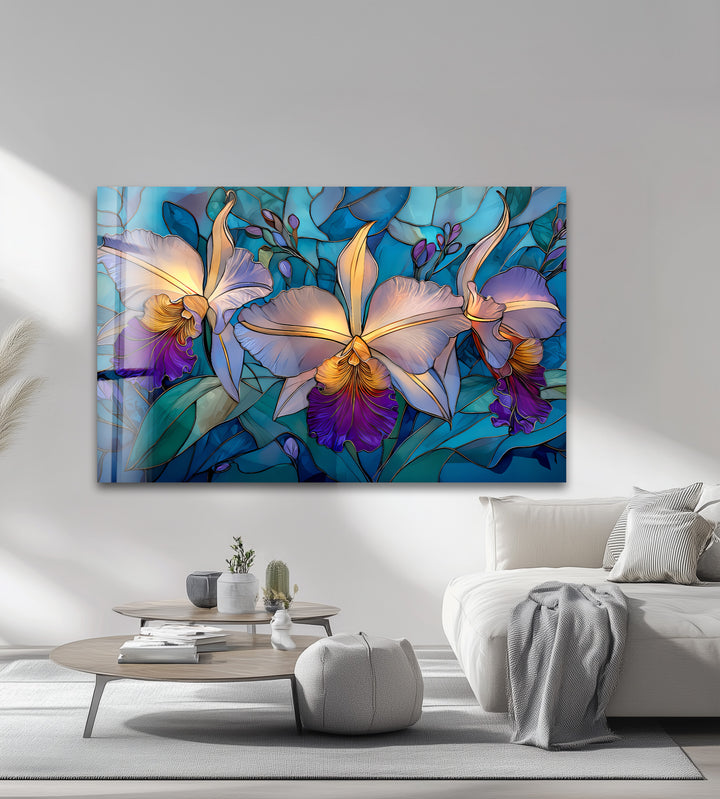 Orchid Symphony – Tropical Bloom Glass Wall Art