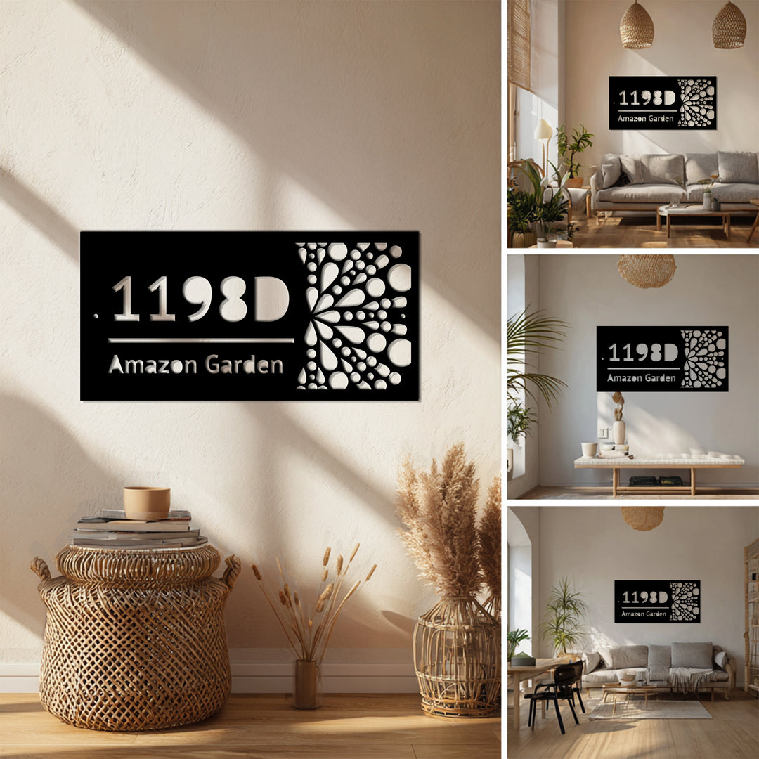 Custom Metal Address Plaque – Modern Raindrop Design House Number Sign