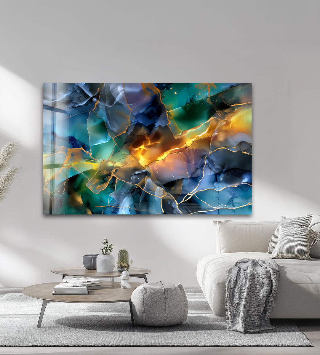 Fractured Light – Abstract Shattered Prism Glass Wall Art
