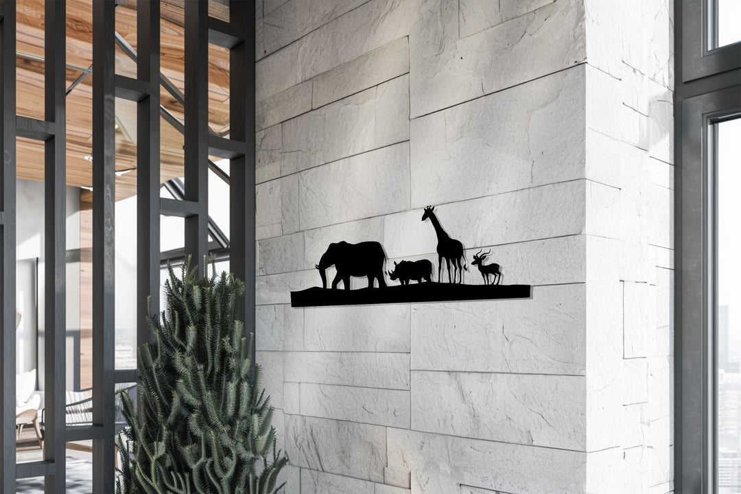 Safari Wildlife Silhouette – African Animals Metal Wall Art