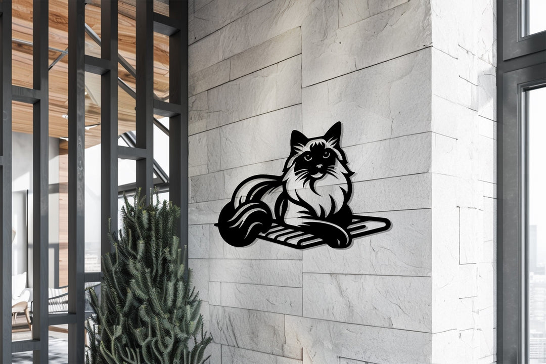 Modern cat wall art metal