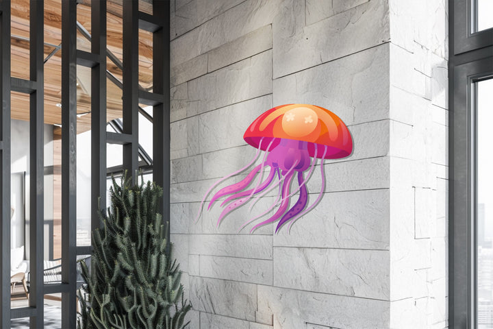 Modern ocean-inspired jellyfish artwork for coastal interiors
