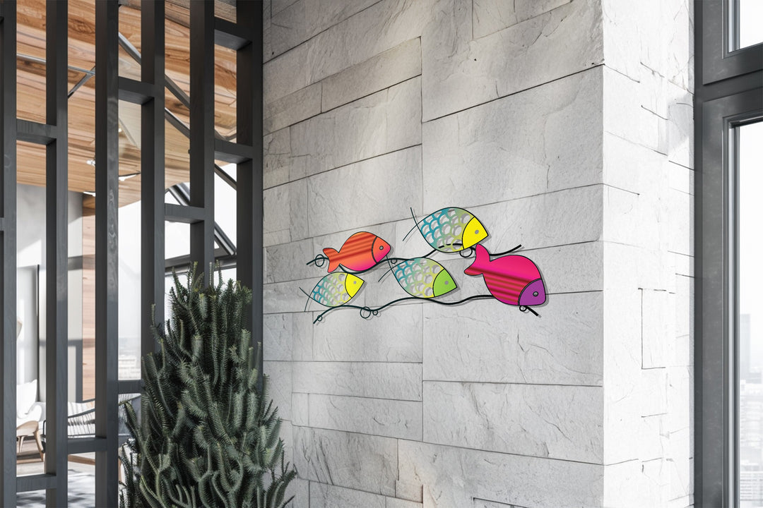 Colorful Fish Metal Wall Art – Modern Ocean-Inspired Abstract Design