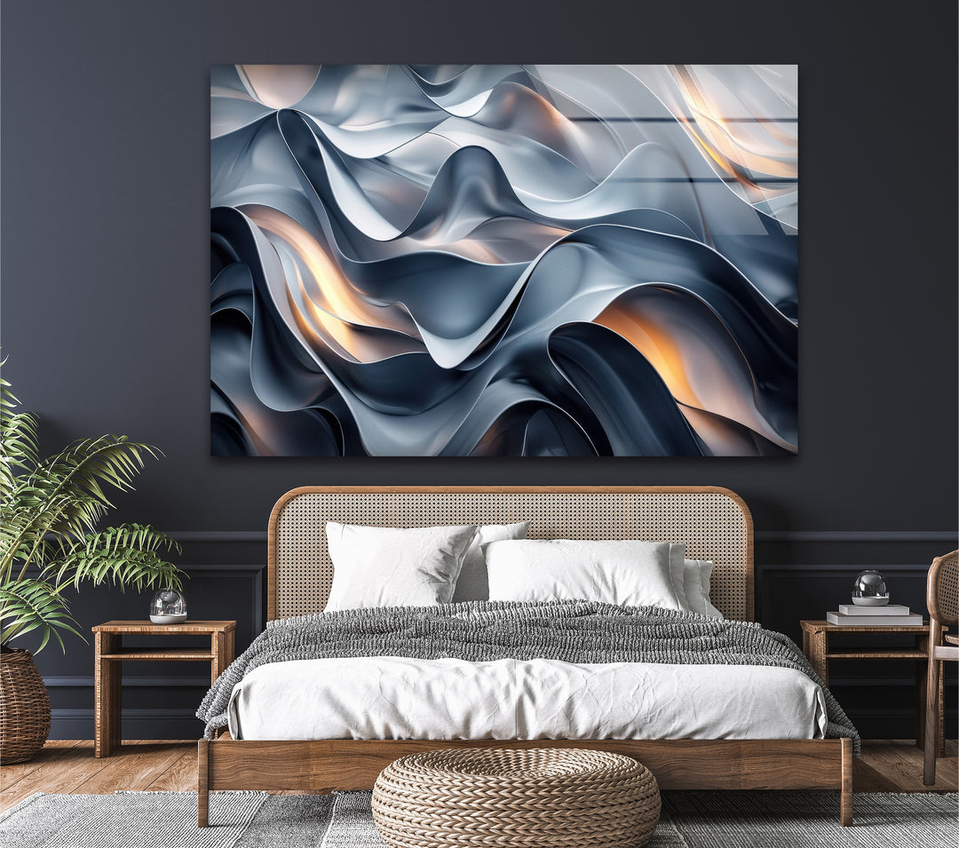 موجات إمبر من إيروفلوينت - تدفق معدني منحوت اللوحات الزجاجية الجدارية