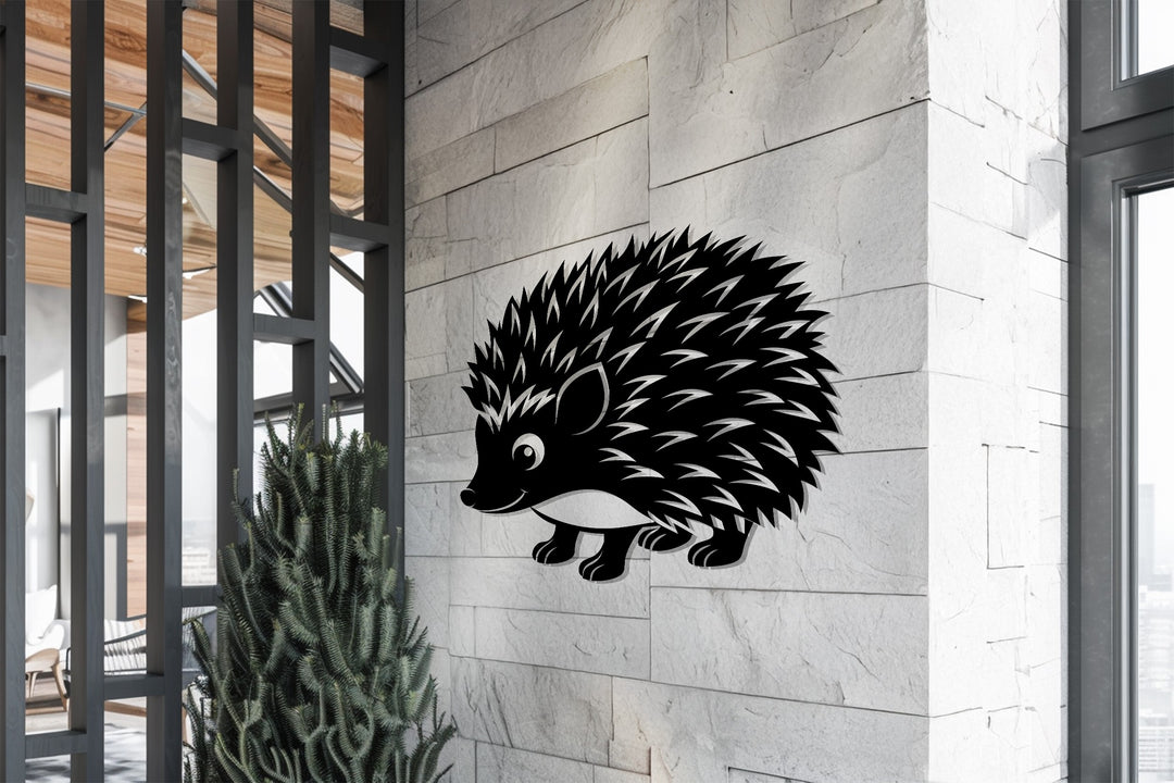 Cute Hedgehog Silhouette – Animal Metal Wall Art