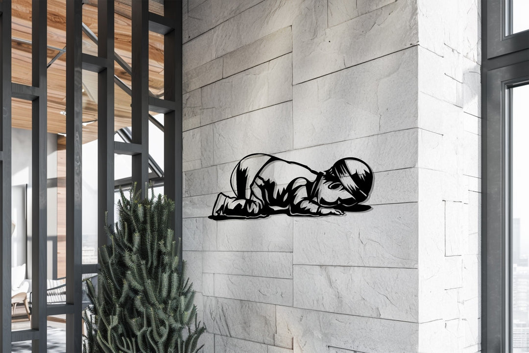 Innocent prayer metal wall art