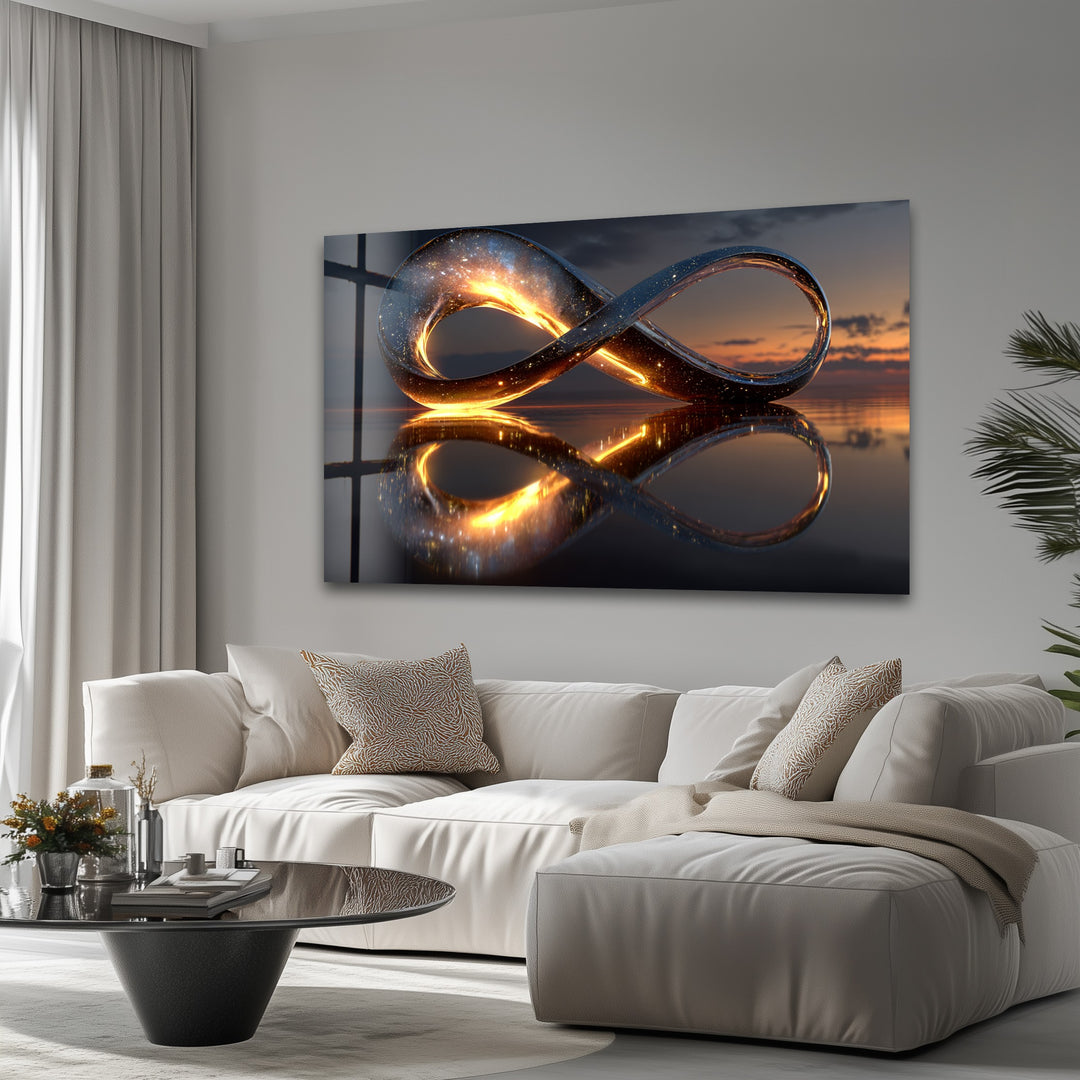 Eternal Horizon Loop – Illuminated Infinity Sculpture Glass Wall Art