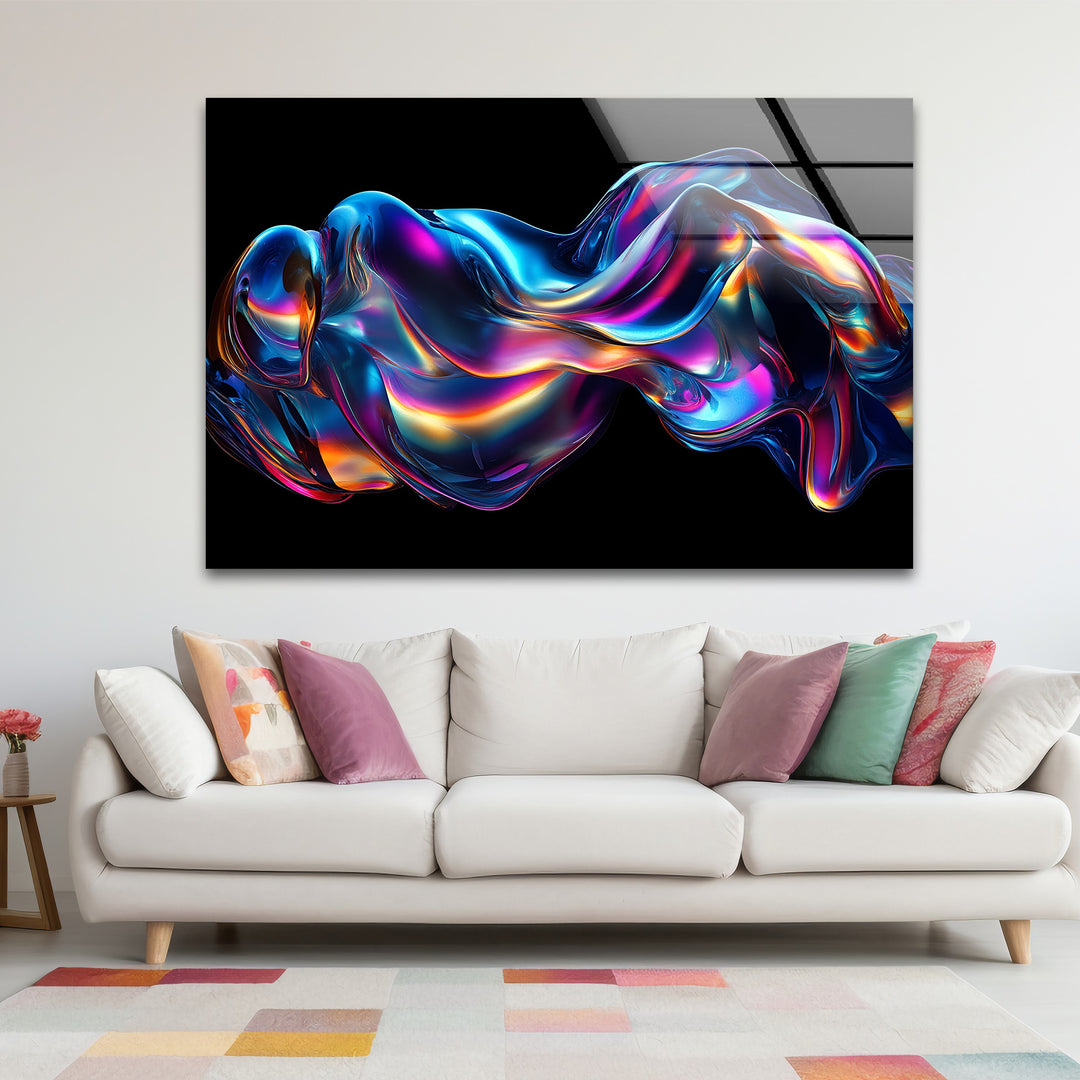 Neon Liquid Pulse – Vibrant Chromatic Flow Glass Wall Art