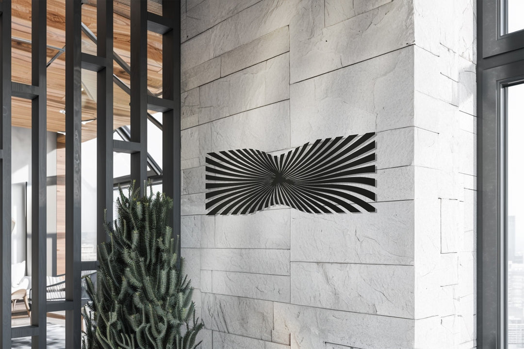 Optical Illusion Metal Wall Art – Modern Black Geometric Décor