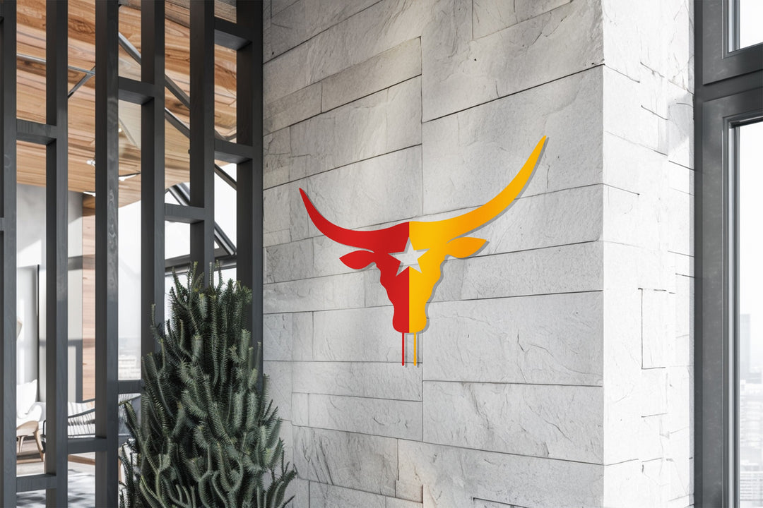 تكساس لونغ هورن ستار – غربي فن جداري معدني