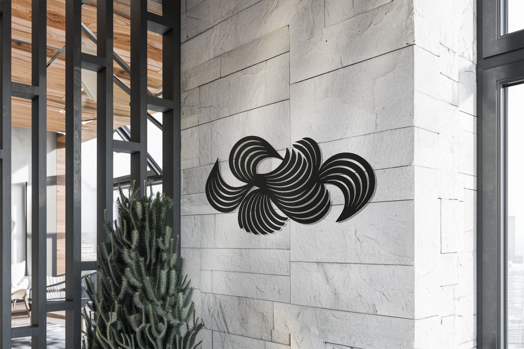 Modern Abstract Swirl Metal Wall Art – Black Geometric Home Décor