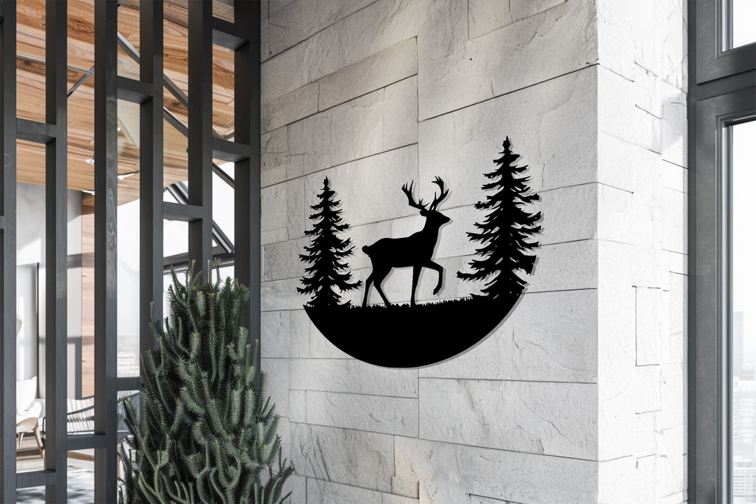 Deer Forest Metal Wall Art – Nature Wildlife Home Decor