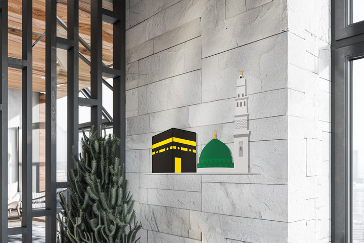 Minimalist Kaaba and Masjid wall art