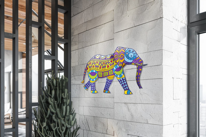 Tribal elephant artwork for boho-style and eclectic home interiors