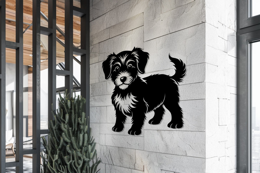 Playful Puppy Silhouette – Dog Metal Wall Art