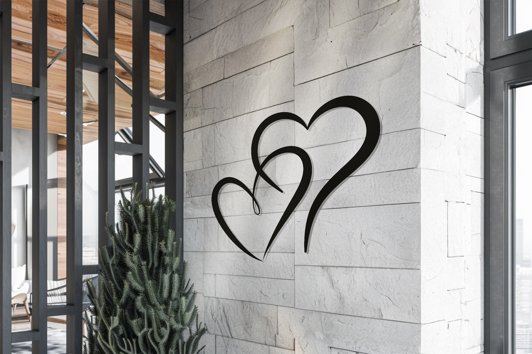 Intertwined Double Hearts – Romantic Metal Wall Art
