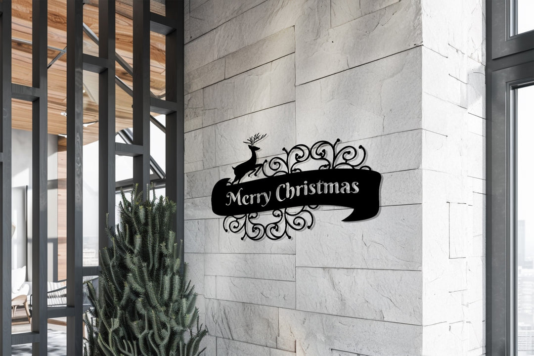 أناقة احتفالية – غزلان عيد الميلاد المجيد فن جداري معدني