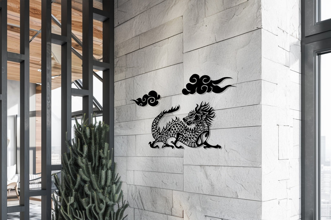 Oriental Red Dragon Metal Wall Art – Mythical Asian Décor